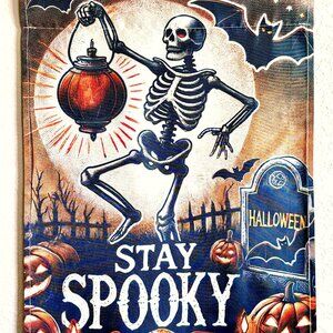 12x18 Stay Spooky Halloween Yard Flag Décor Skeleton Graveyard Jack O' Lanterns